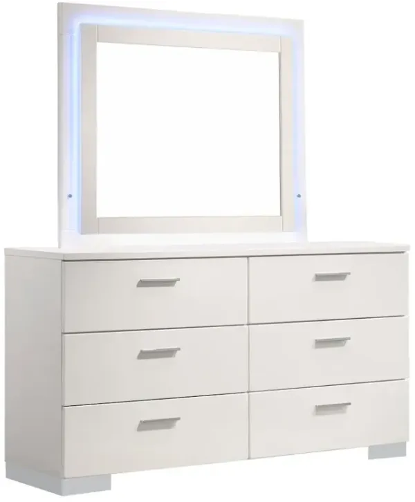 Coaster Co. of America Felicity 6-drawer Dresser with LED Mirror White High Gloss