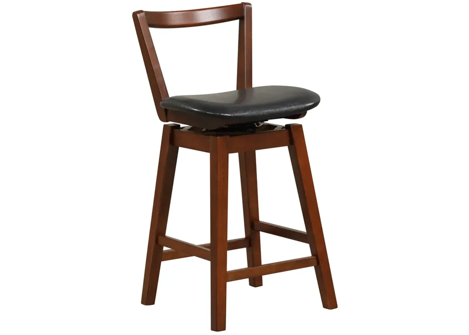 Swivel Upholstered PU Leather Stool with Backrest and Cushioned Seat