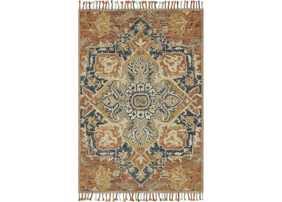 Zharah ZR10 Rust/Blue 2'6" x 7'6" Rug