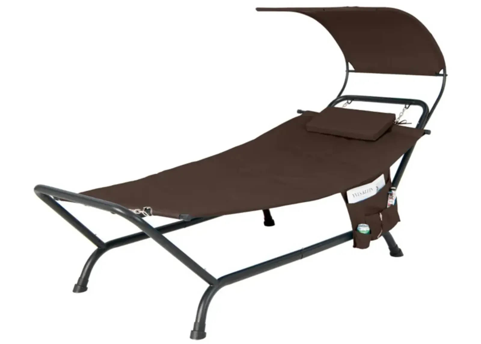 Hivvago Patio Hanging Chaise Lounge Chair with Canopy Cushion Pillow and Storage Bag