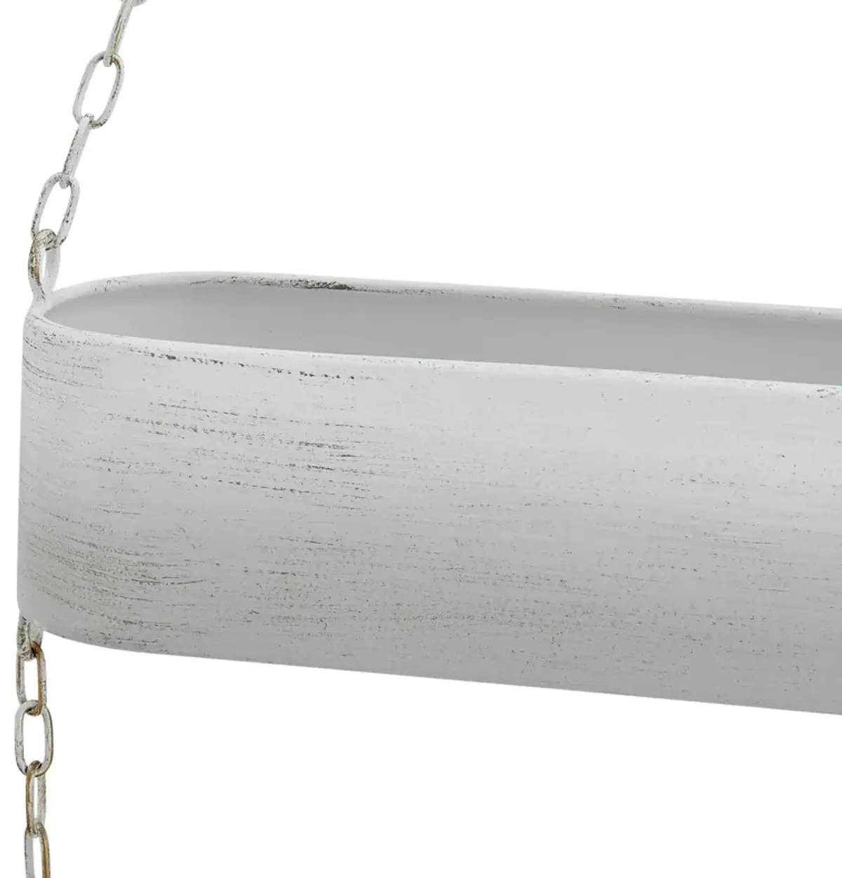 Two-Tier Hanging White Metal Trough Wall Planter