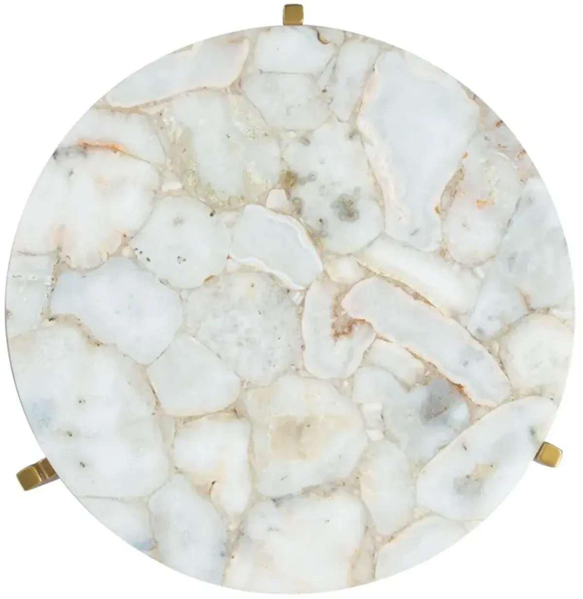 Homezia 20" Gold And White Genuine Marble Look Round End Table