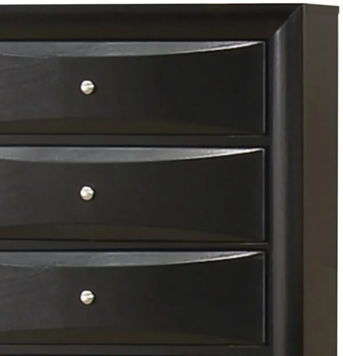 Ica 49 Inch Tall Dresser Chest, 5 Chambered Drawers, Felt Lined, Black - Benzara