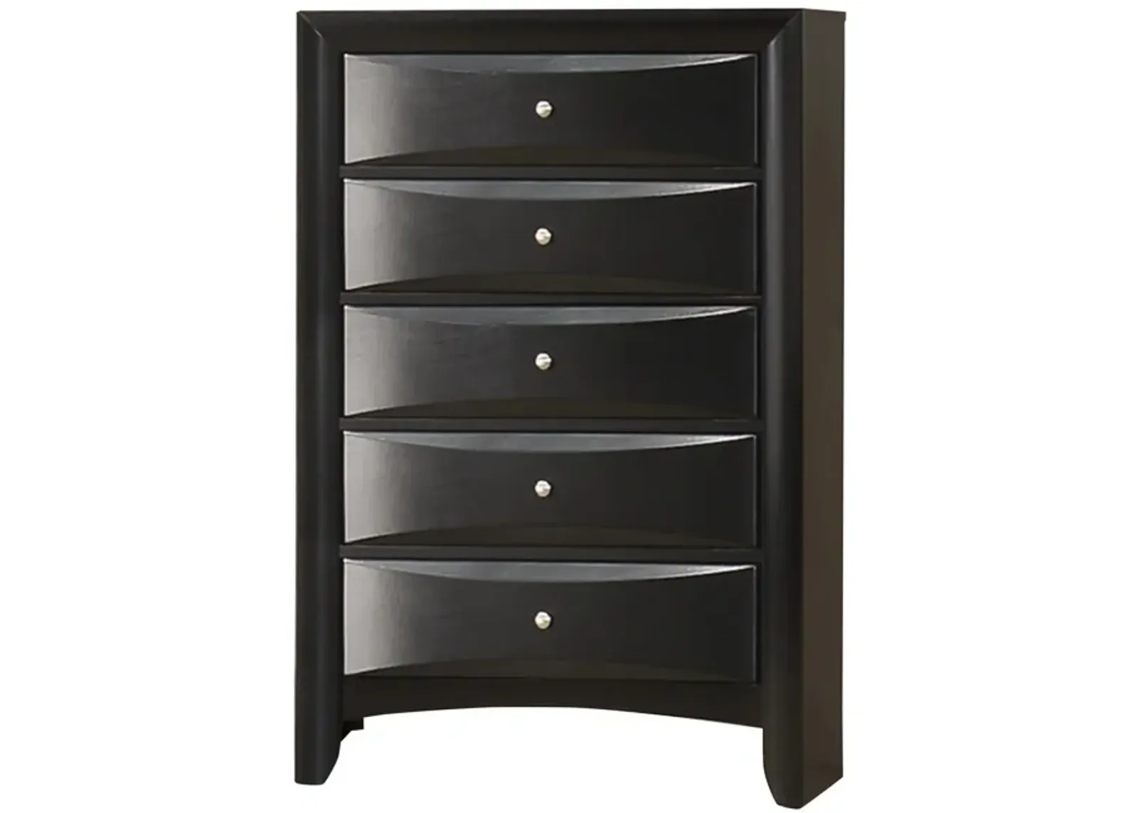 Ica 49 Inch Tall Dresser Chest, 5 Chambered Drawers, Felt Lined, Black - Benzara