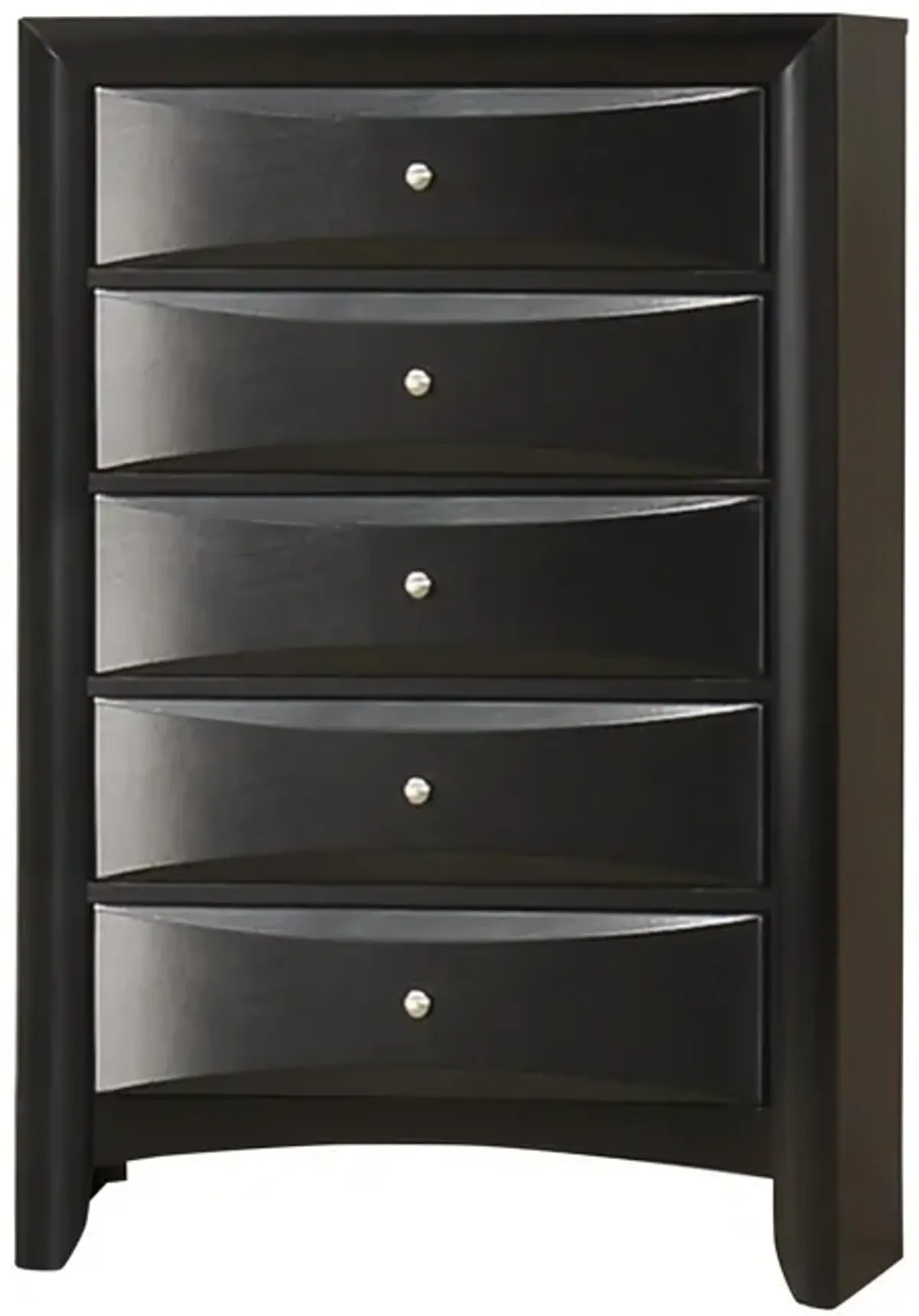 Ica 49 Inch Tall Dresser Chest, 5 Chambered Drawers, Felt Lined, Black - Benzara