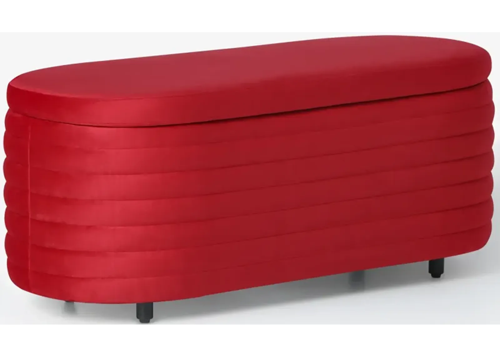 WestinTrends 42" Wide Mid-Century Modern Upholstered Velvet Tufted Oval Storage Ottoman Bench