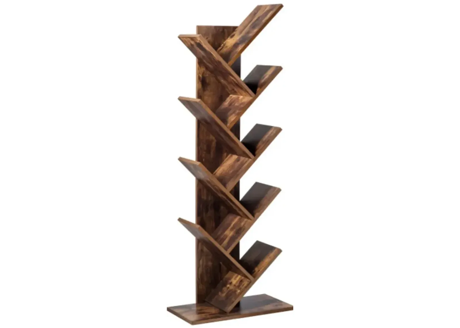 8-Tier Free Standing Tree Bookshelf-Coffee