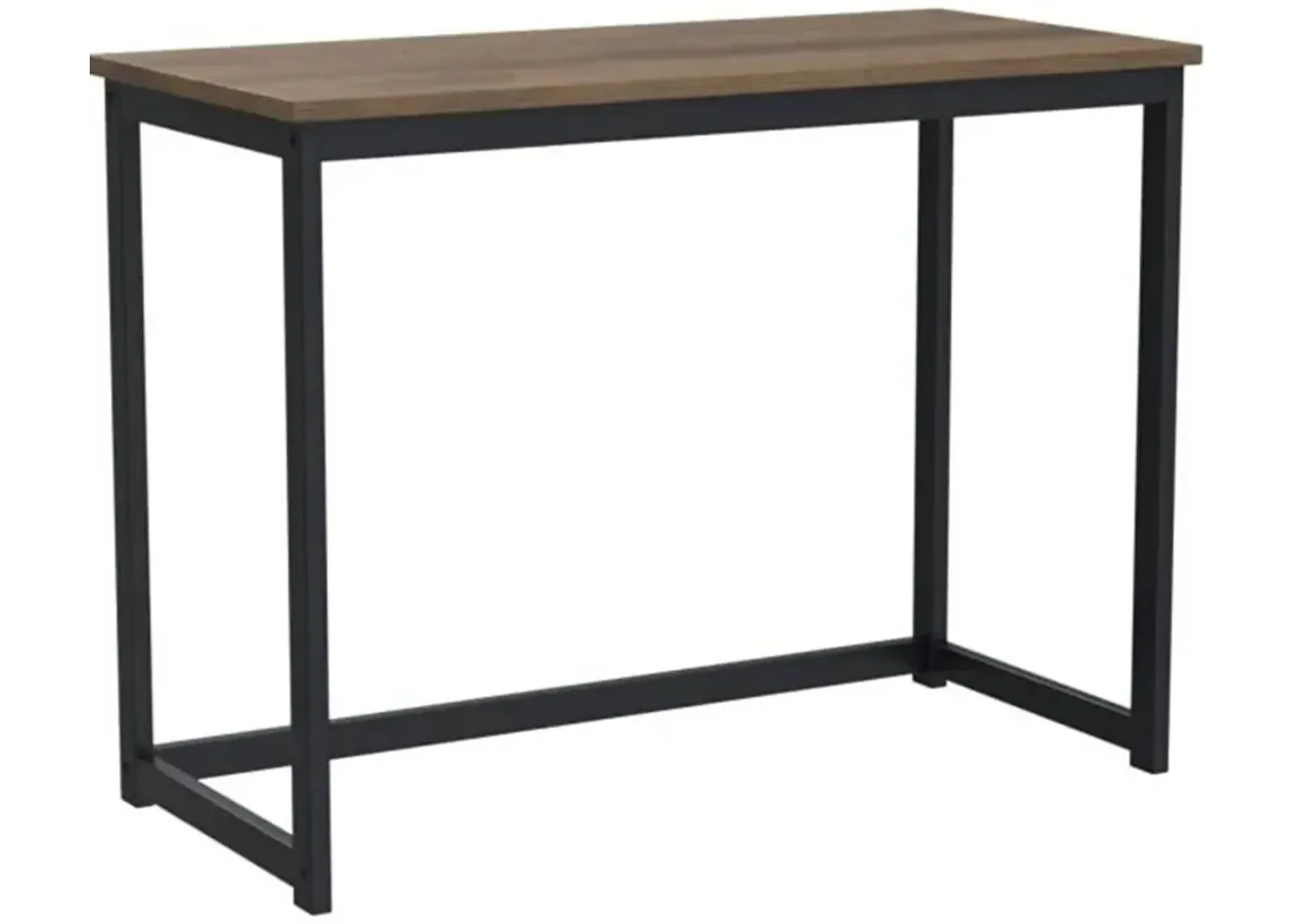 Hivvago Small Home Office Modern Laptop Computer Desk Table Metal Frame Brown Wood Top