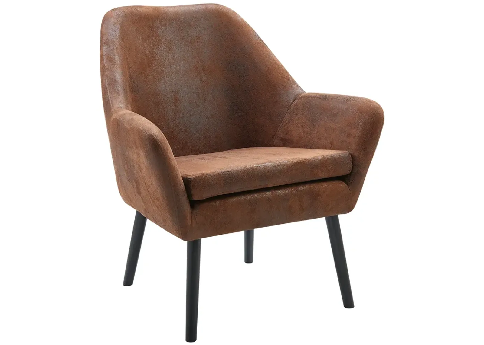 Teamson Home Divano Armchair with Aged Fabric and Solid Wood Legs, Brown