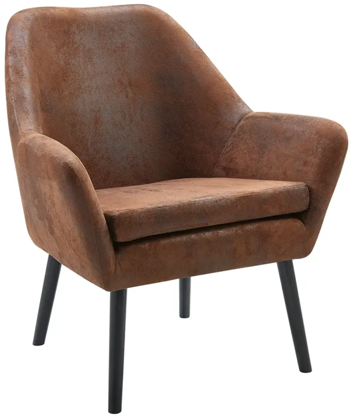 Teamson Home Divano Armchair with Aged Fabric and Solid Wood Legs, Brown