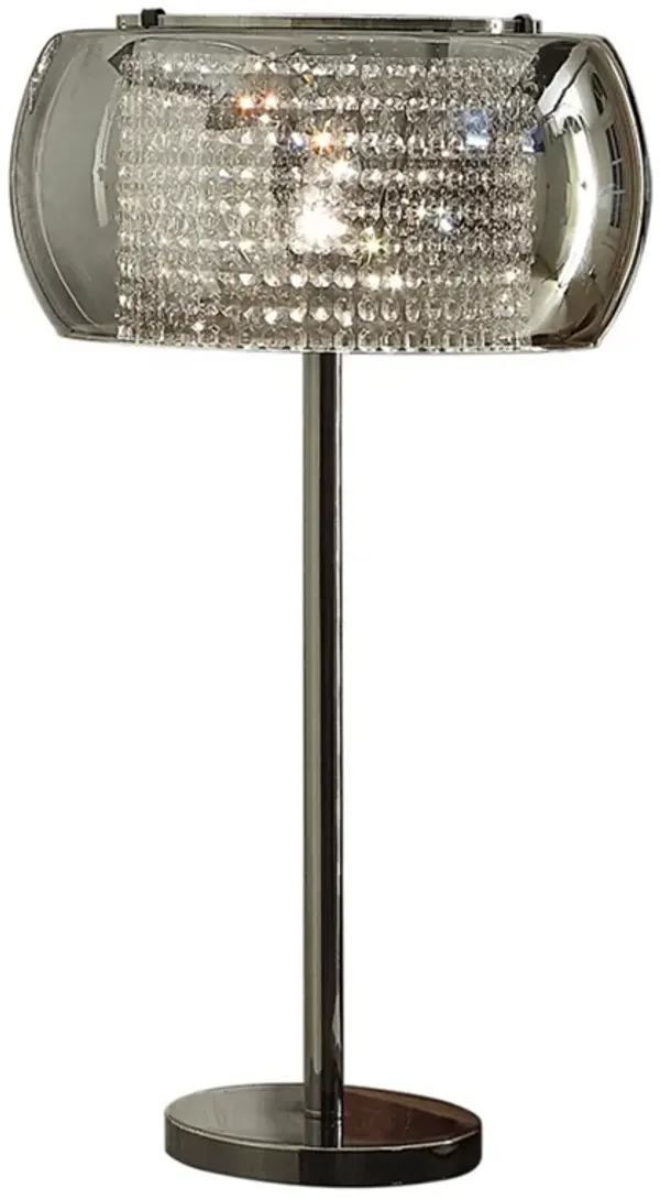 Hana 30 Inch Table Lamp, Modern Crystal Glass Shade, Metal, Black Nickel-Benzara