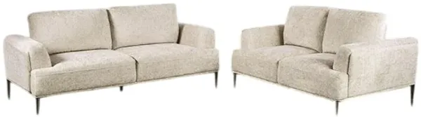 Batty Sofa and Loveseat Set, Light Brown Chenille, Adjustable Back - Benzara