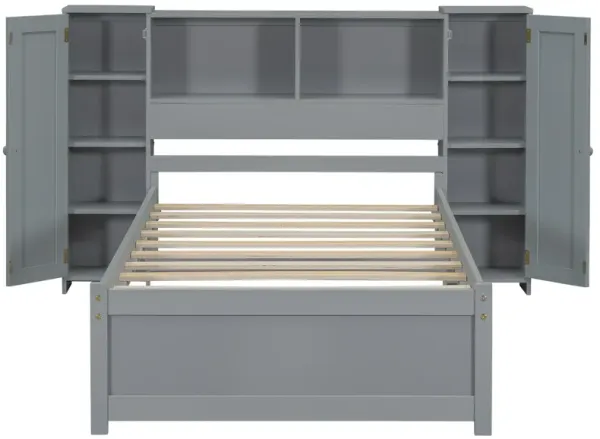 MeraxPlatform Bed with Storage Headboard and Lockers