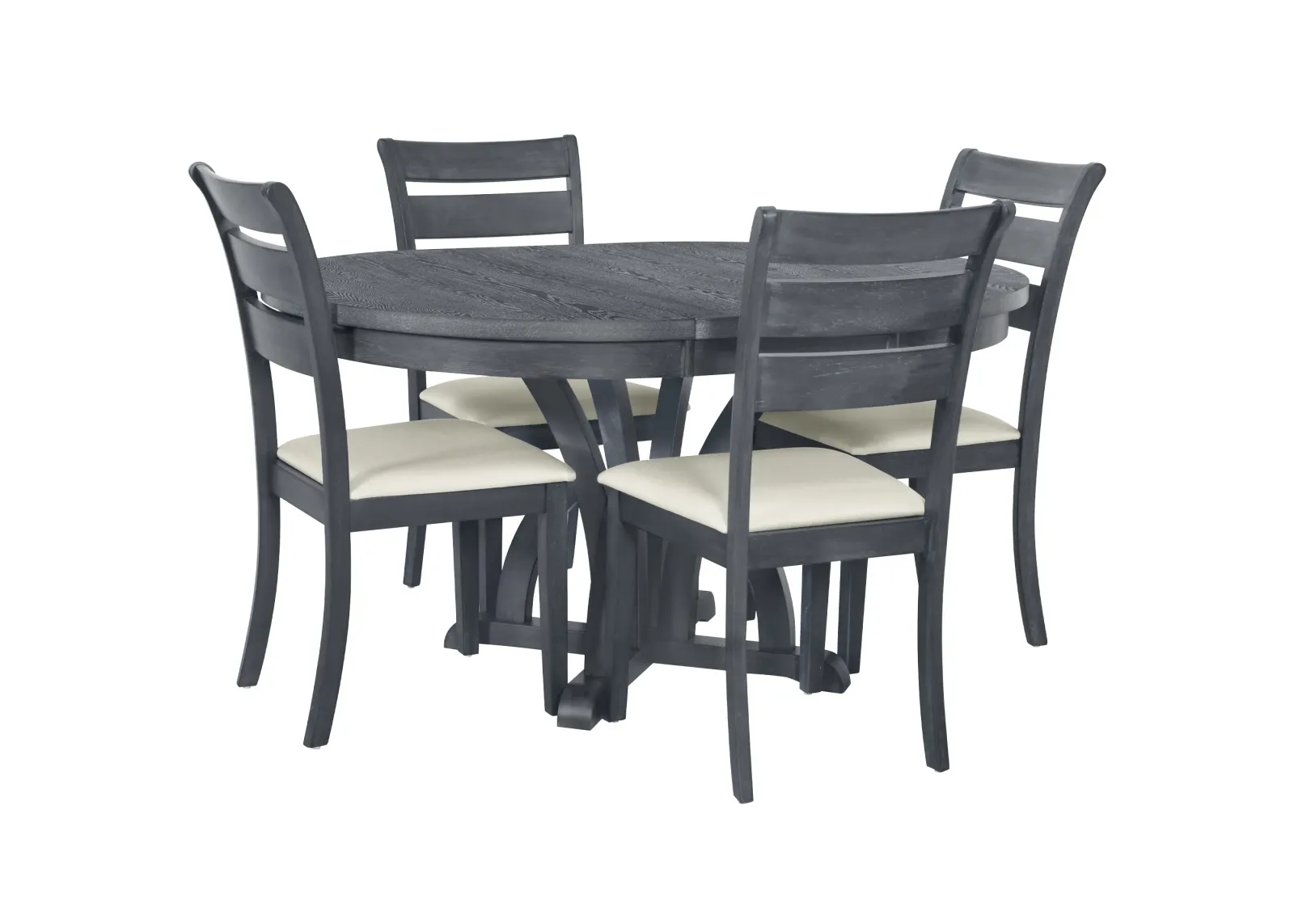 Merax Farmhouse Round Dining Table Set with Pedestal Legs