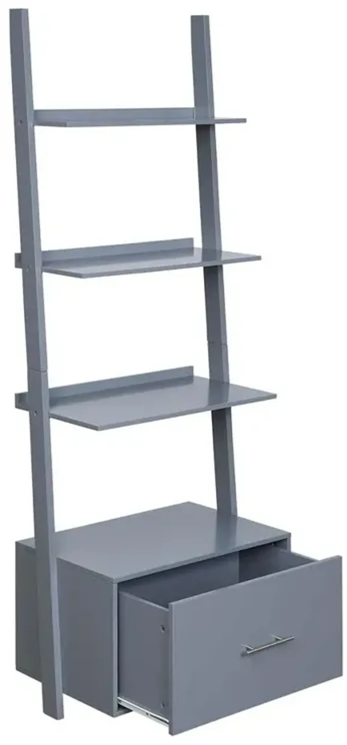 Convenience Concepts American Heritage Ladder Bookshelf with File Drawer, Gray