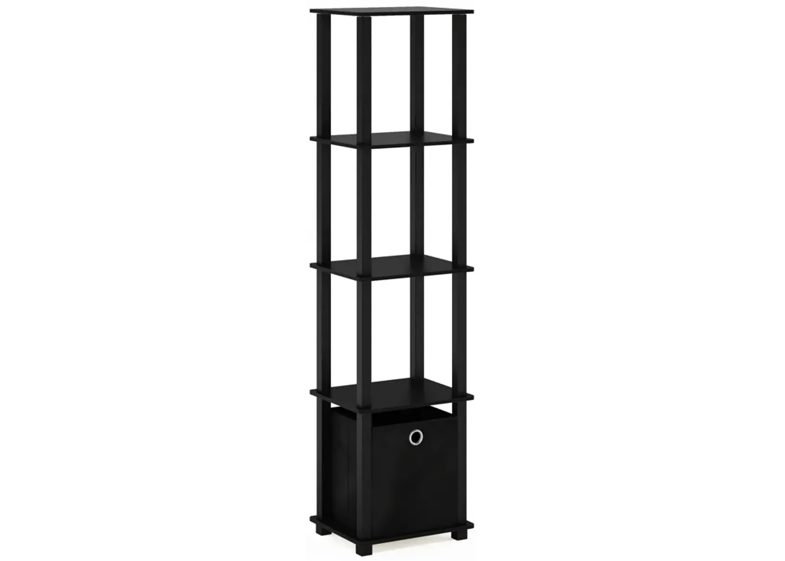 FURINNO Decorative Shelf With Bin, Black