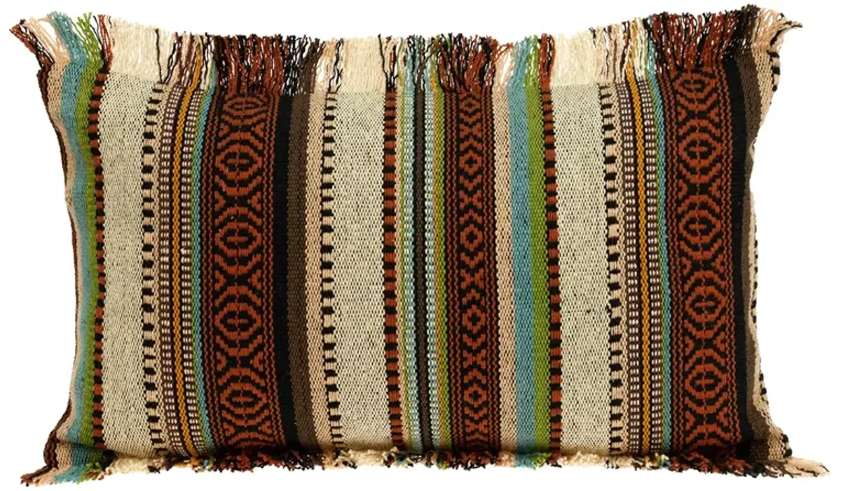24" Brown and Beige Boho Classic Design Transitional Throw Pillow