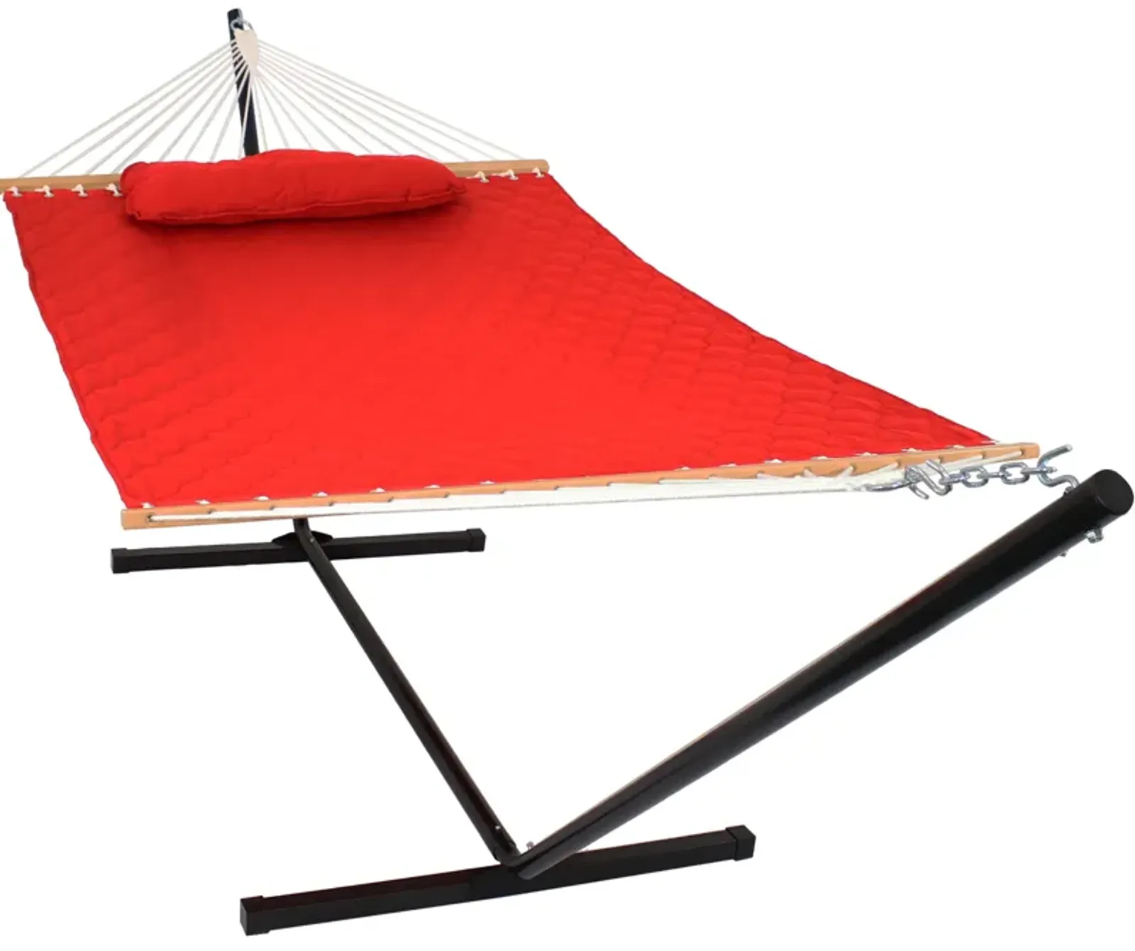 Sunnydaze 2-Person Quilted Hammock with 12' Steel Stand