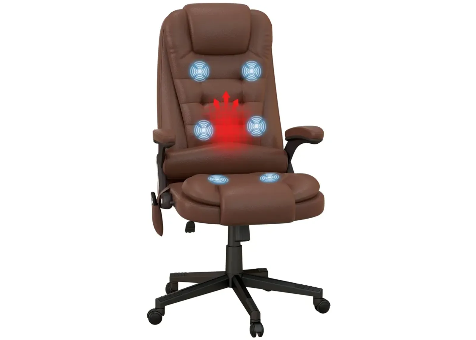 Brown Massage Office Chair: 6 Vibration Points, 3 Heat Modes