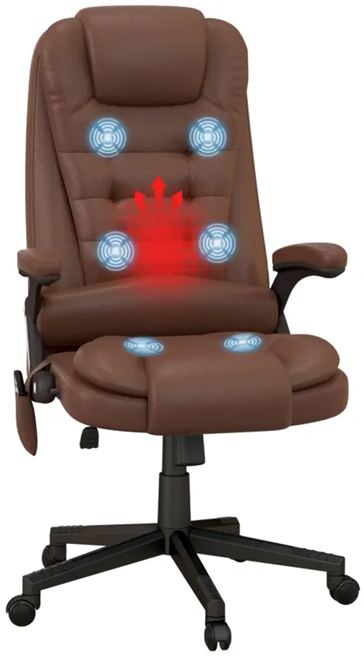 Brown Massage Office Chair: 6 Vibration Points, 3 Heat Modes