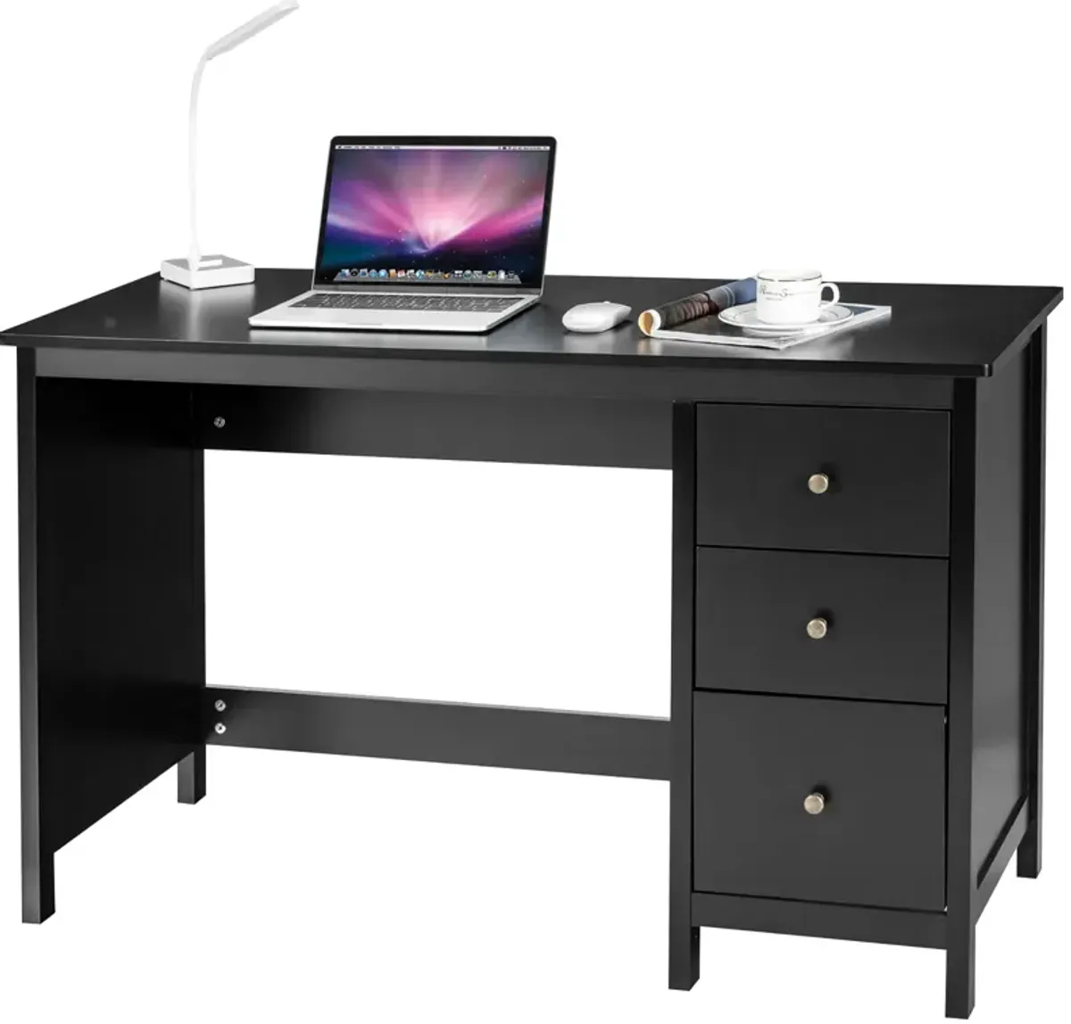 Computer Desk Study Writing Desk Home Office Workstation with 3 Drawers Black