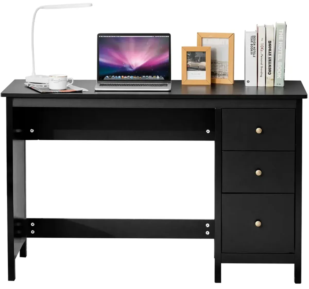 Computer Desk Study Writing Desk Home Office Workstation with 3 Drawers Black