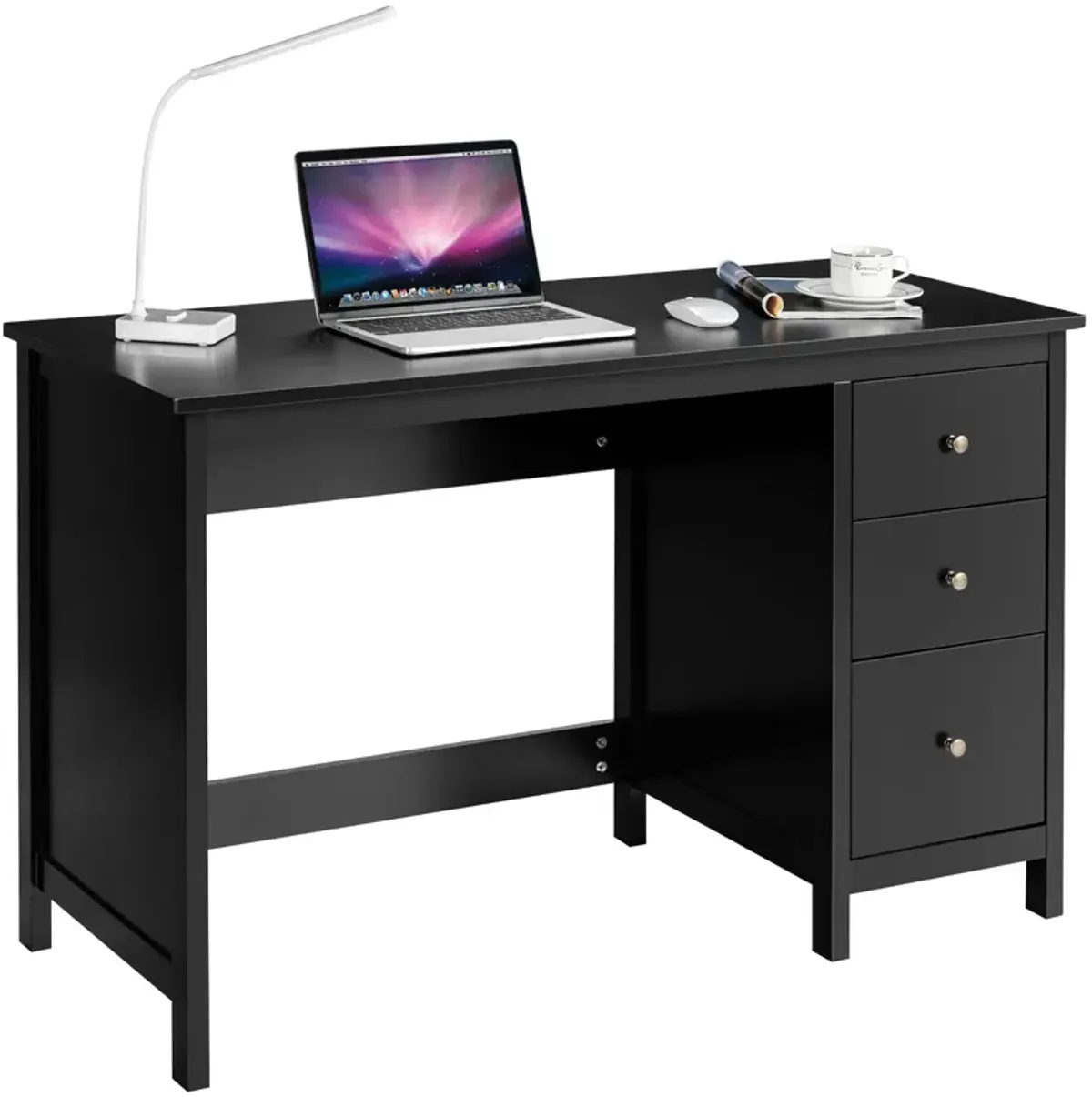 Computer Desk Study Writing Desk Home Office Workstation with 3 Drawers Black