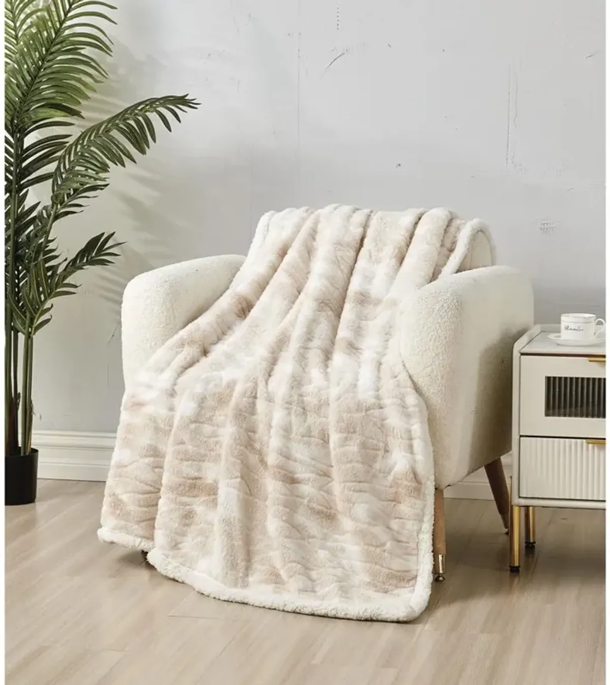 Plazatex Alaska Sherpa Decorative Super Soft Throw Blanket for Sleep/Decor 50" X 60" Beige