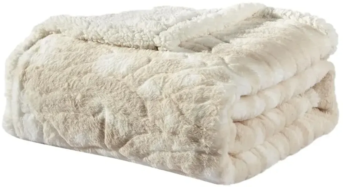 Plazatex Alaska Sherpa Decorative Super Soft Throw Blanket for Sleep/Decor 50" X 60" Beige