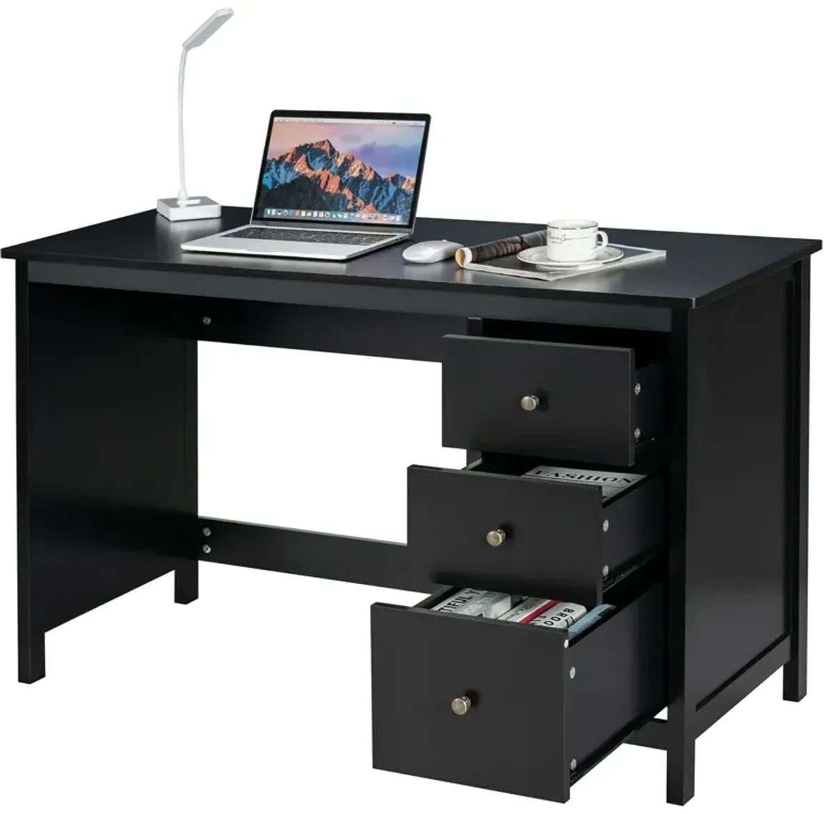 3-Drawer Home Office Study Computer Desk with Spacious Desktop