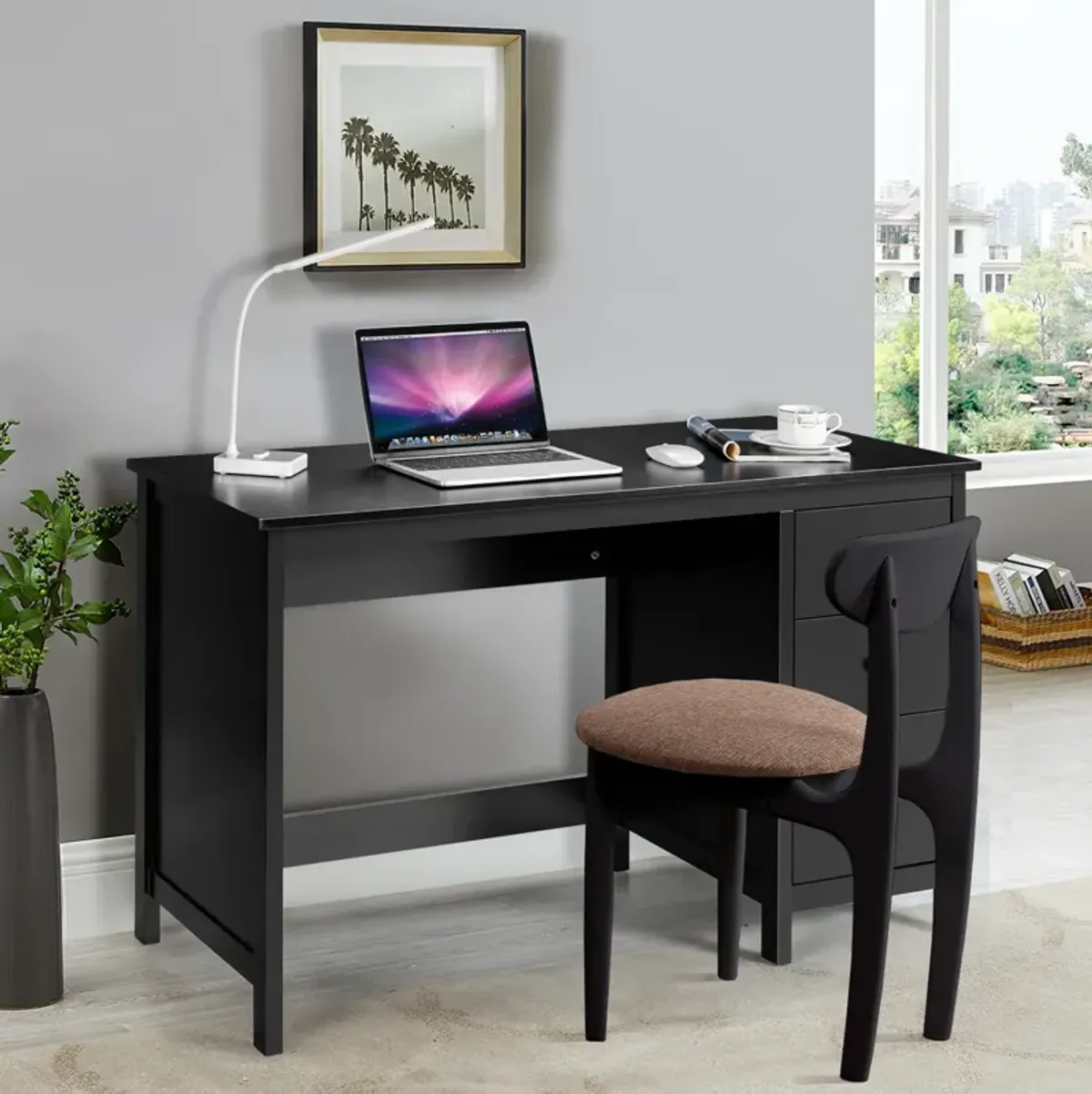 3-Drawer Home Office Study Computer Desk with Spacious Desktop