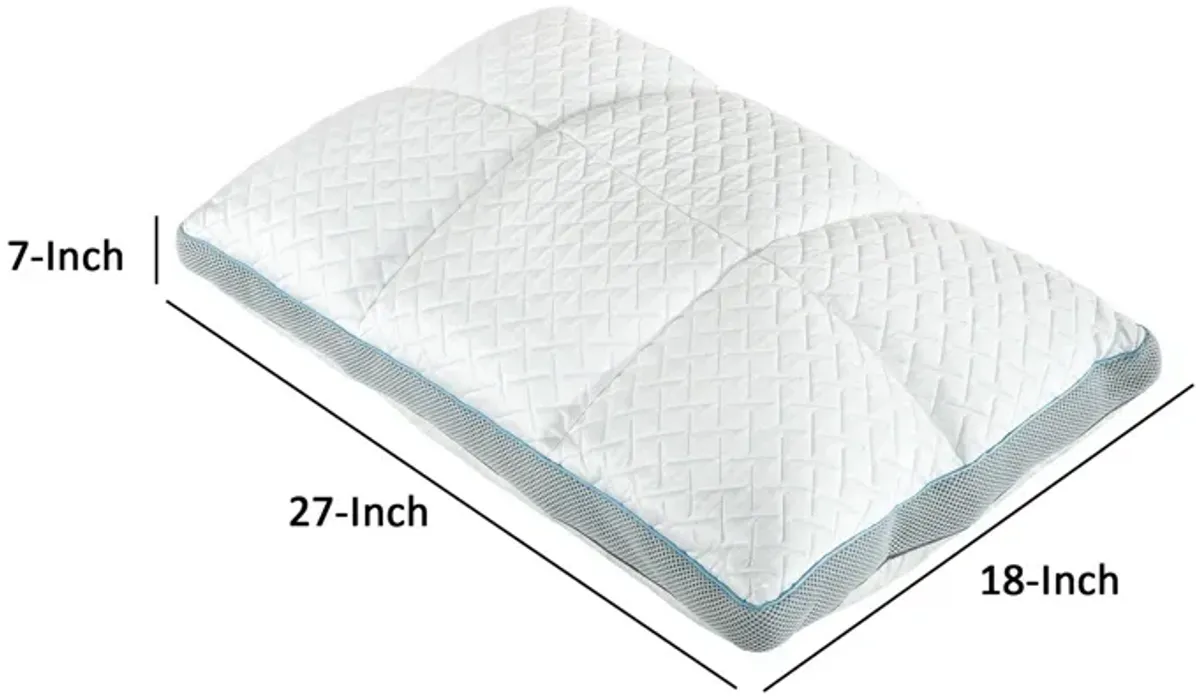 Beda 18 x 27 Queen Size Memory Foam Pillow, Fire Retardant Material, White-Benzara