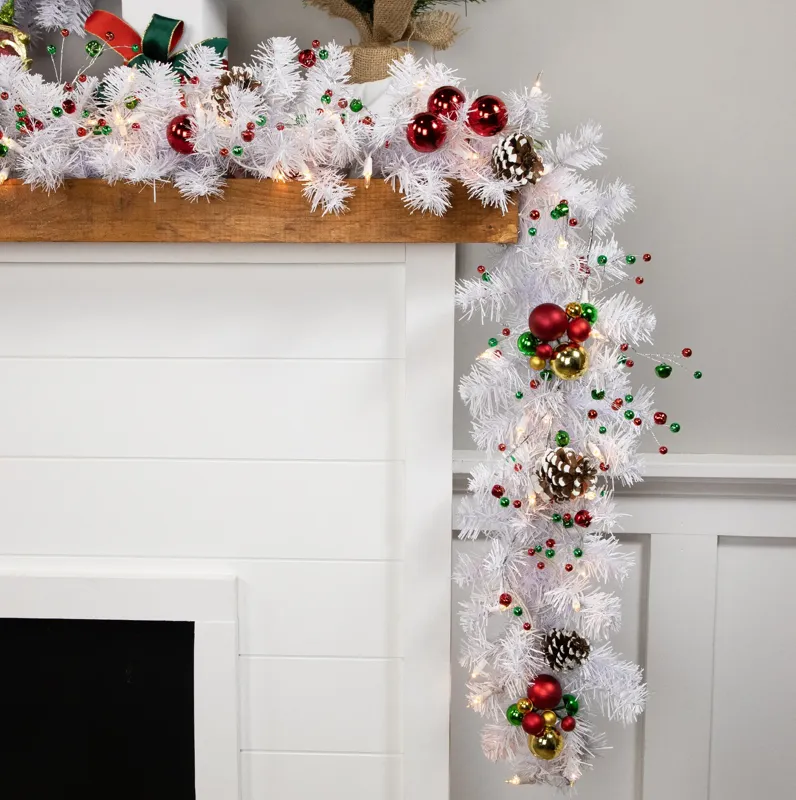 9' x 10" Pre-lit White Mixed Pine Artificial Christmas Garland - Clear Lights