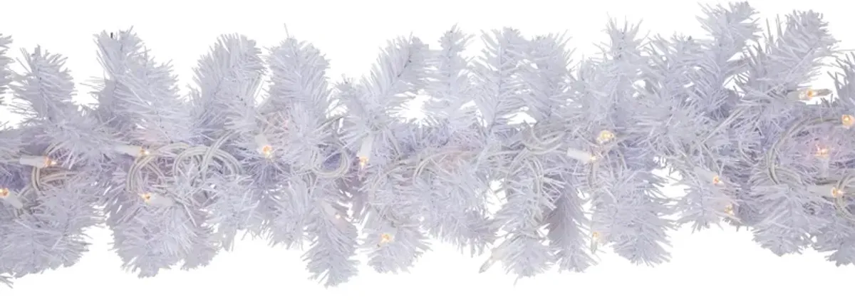 9' x 10" Pre-lit White Mixed Pine Artificial Christmas Garland - Clear Lights