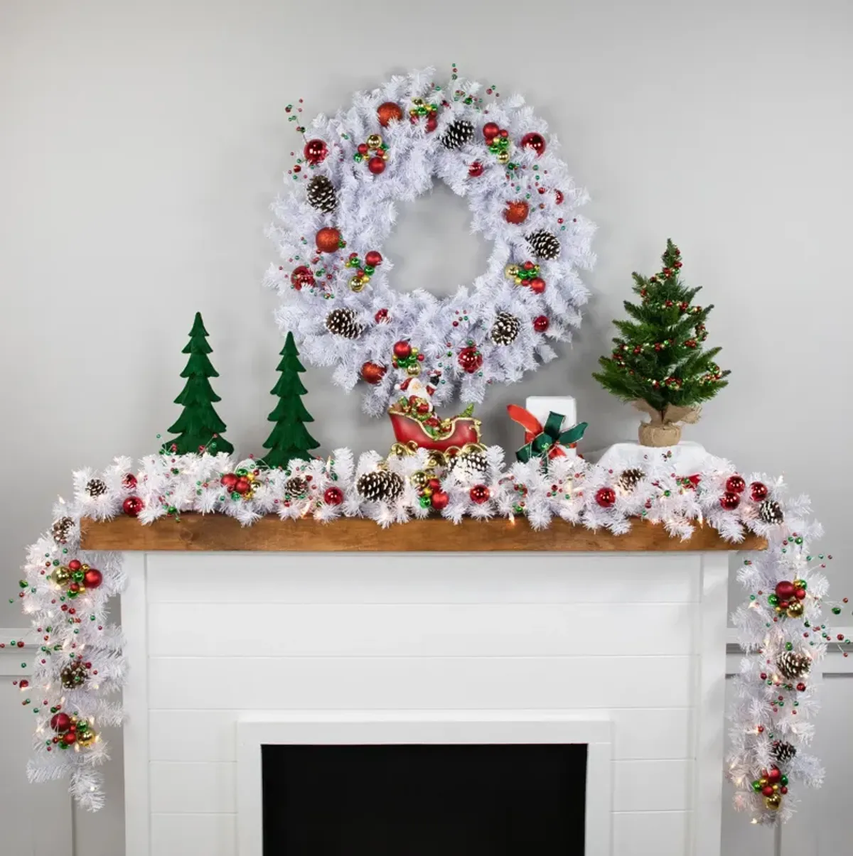 9' x 10" Pre-lit White Mixed Pine Artificial Christmas Garland - Clear Lights