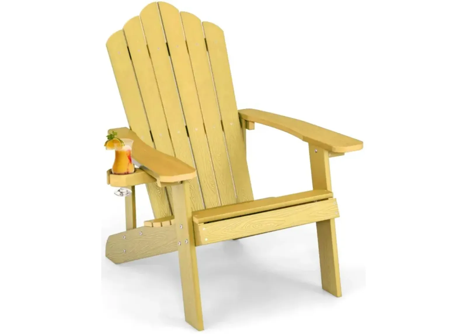 Hivvago Weather Resistant HIPS Outdoor Adirondack Chair with Cup Holder