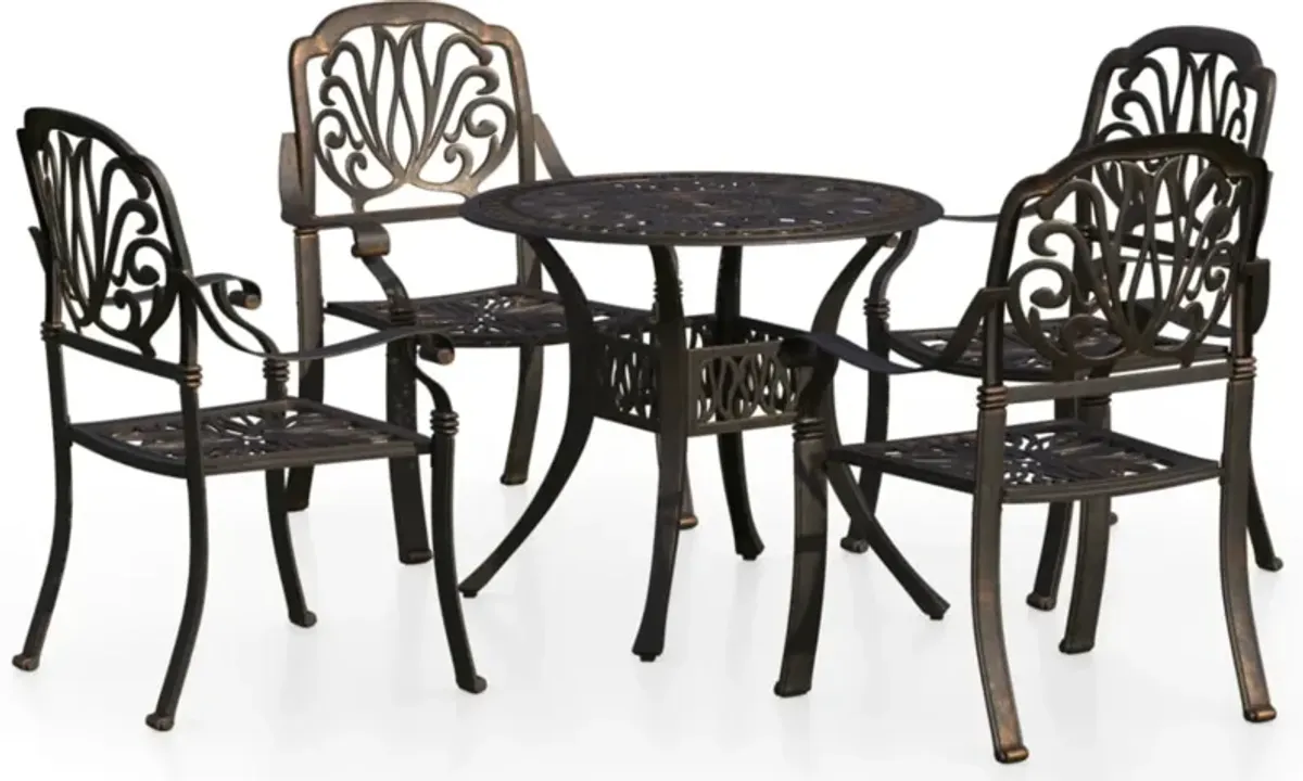 vidaXL 5 Piece Bistro Set Cast Aluminum Bronze