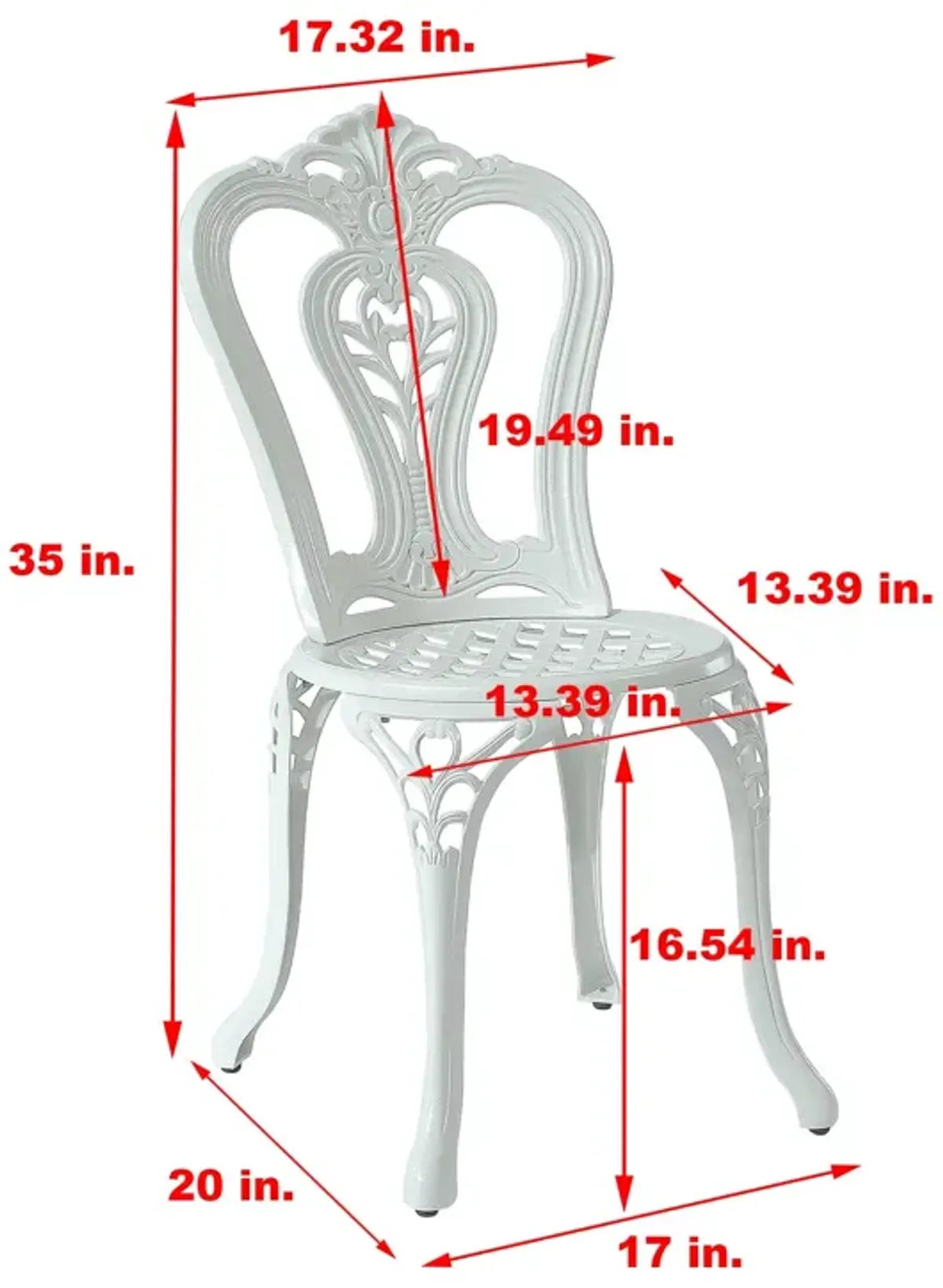 MONDAWE Antique Cast Aluminum Bistro Chairs Hollow Back (Set of 2)