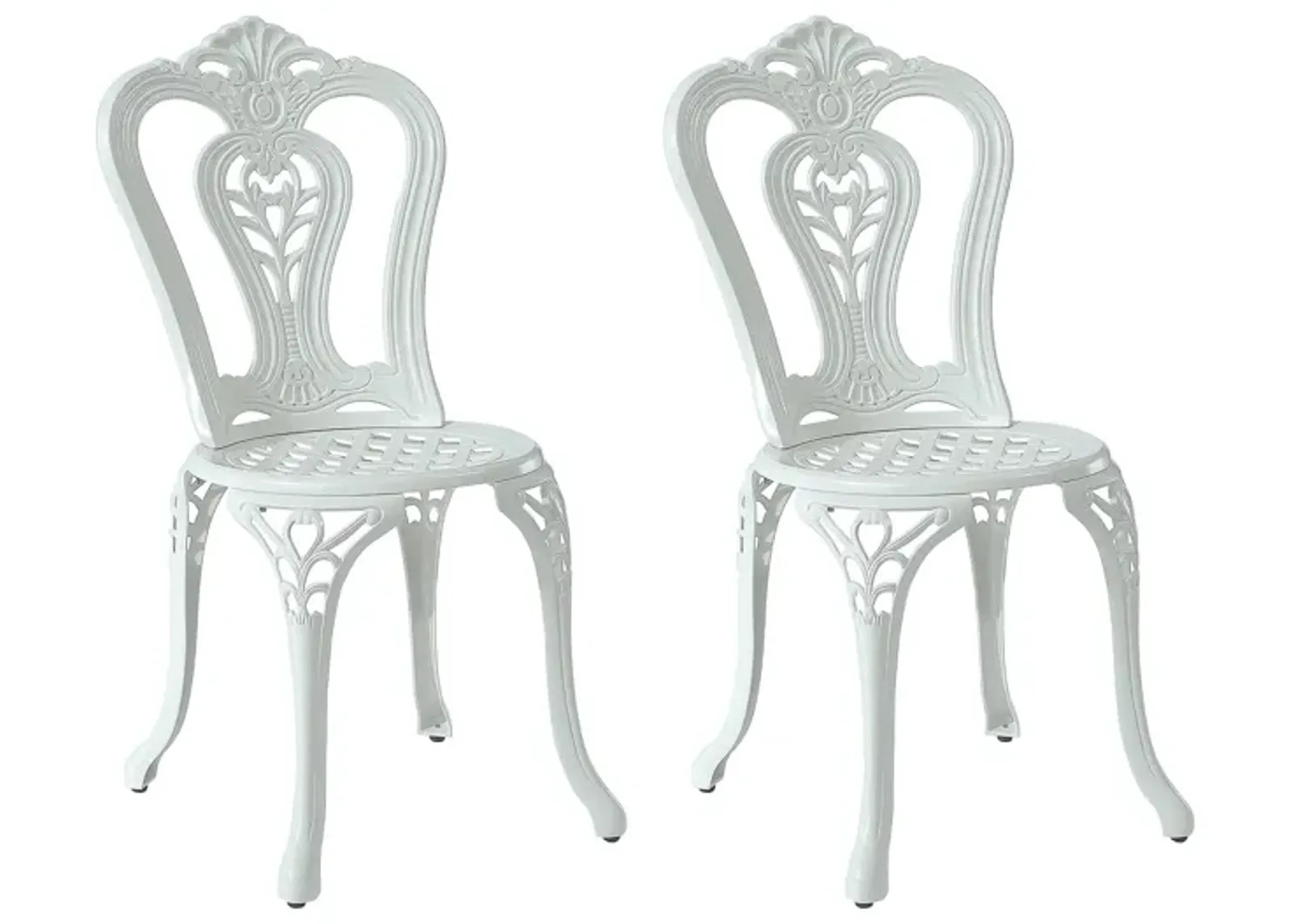 MONDAWE Antique Cast Aluminum Bistro Chairs Hollow Back (Set of 2)