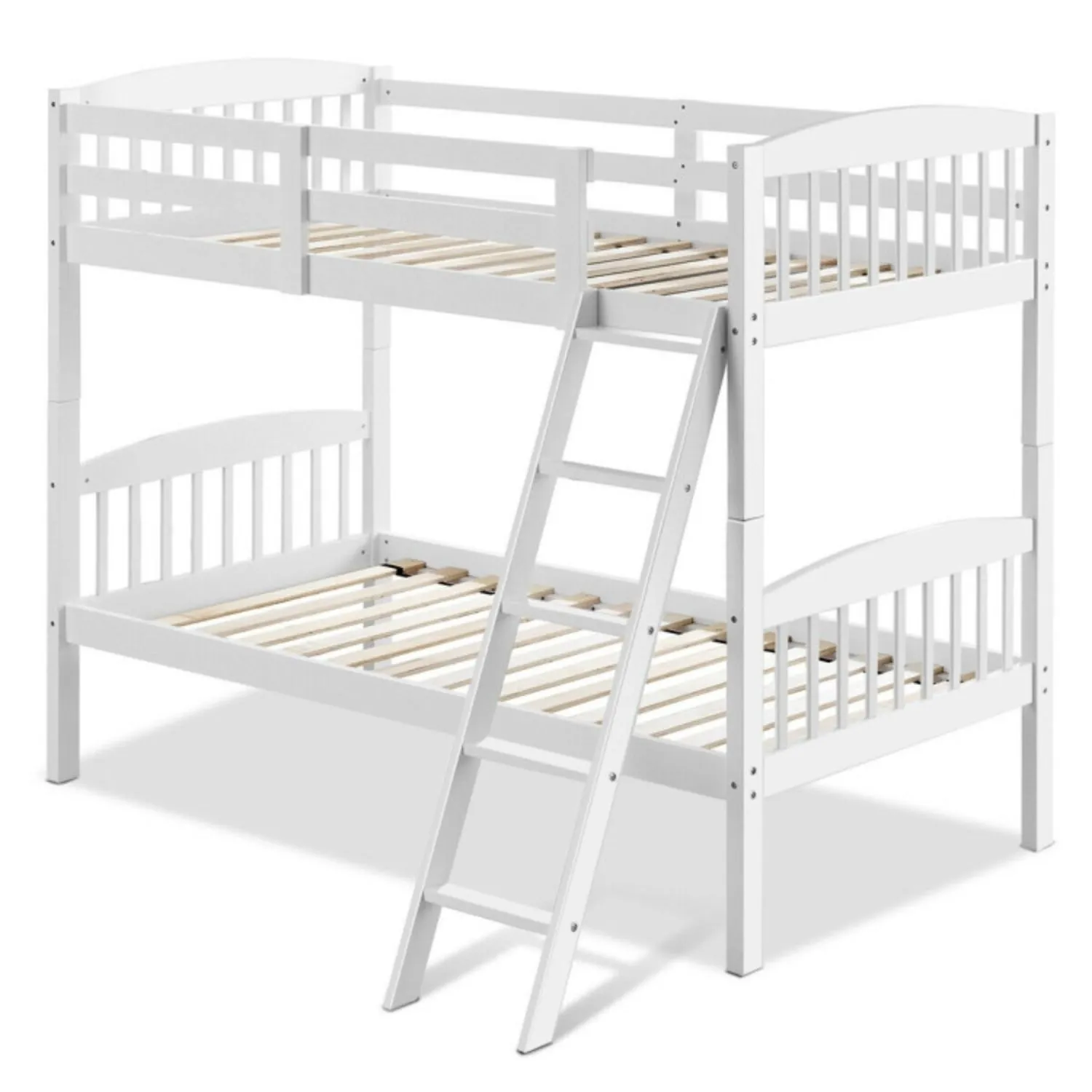 Hardwood Twin Bunk Beds with Individual Kid Bed Ladder