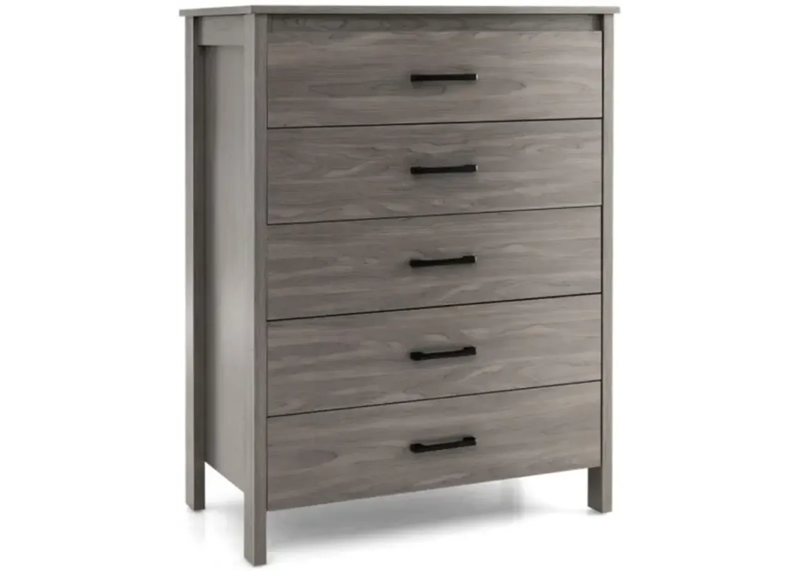 Hivvago Modern 5-Drawer Multipurpose Chest Dresser with Metal Handles-Grey