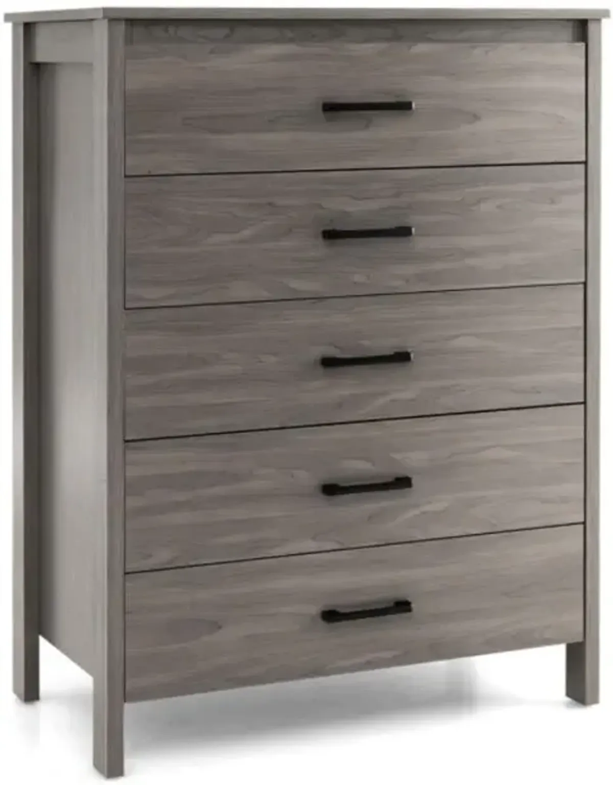 Hivvago Modern 5-Drawer Multipurpose Chest Dresser with Metal Handles-Grey