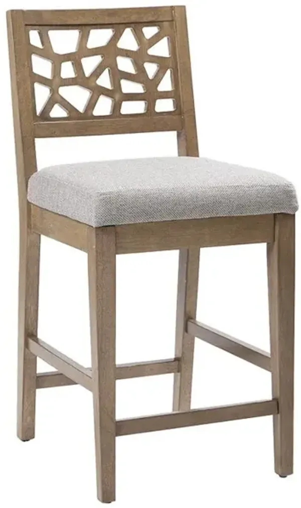 Starlight Canyon Home Gray Upholstered Counter Stool with Solid Wood Legs for Kitchen Islands