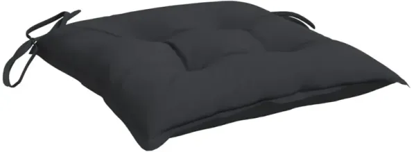 Zia 4pc Outdoor Patio Cushions for Chair, Tufted, Black Oxford Fabric - Benzara