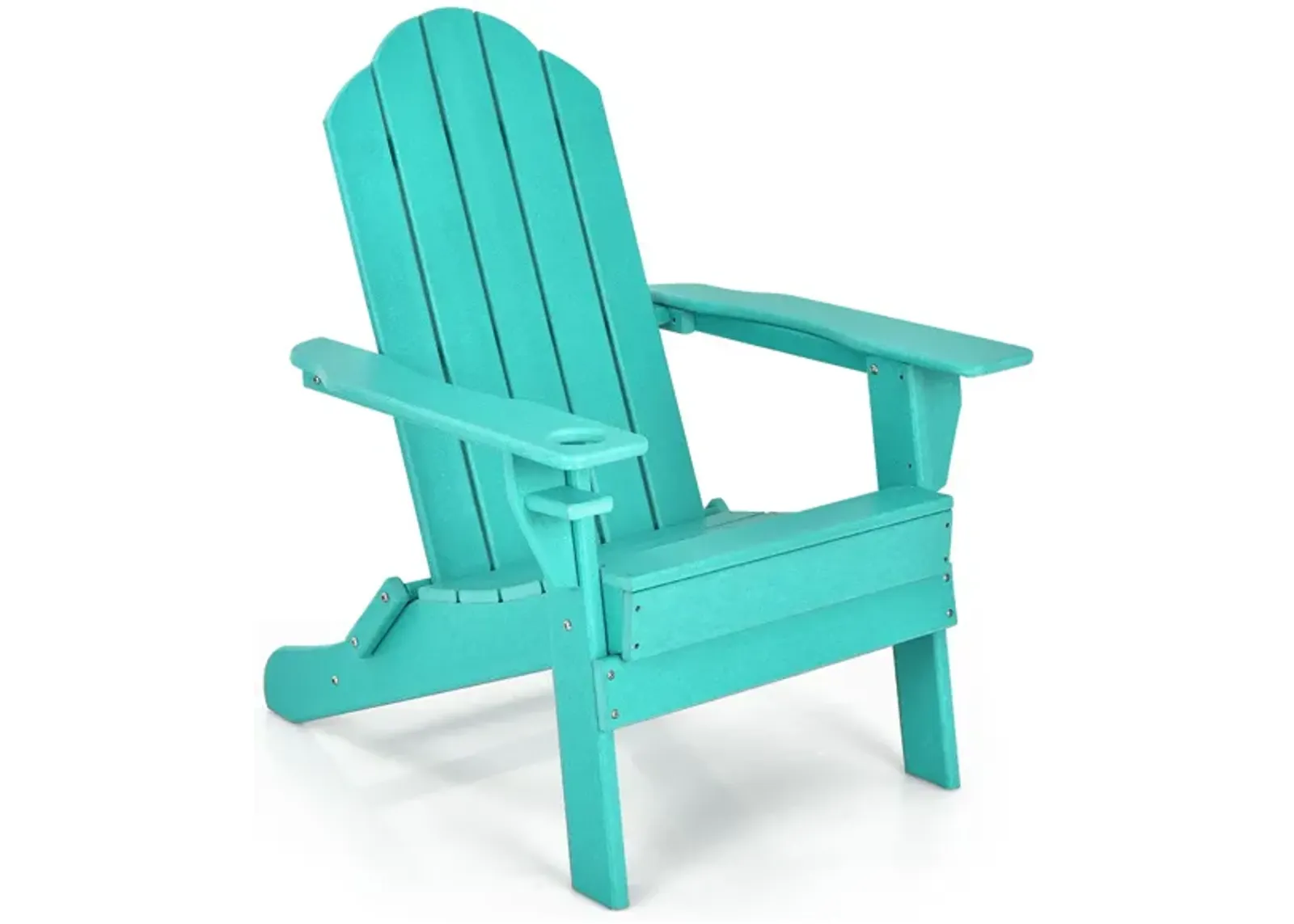 Foldable Weather Resistant Patio Chair with Built-in Cup Holder