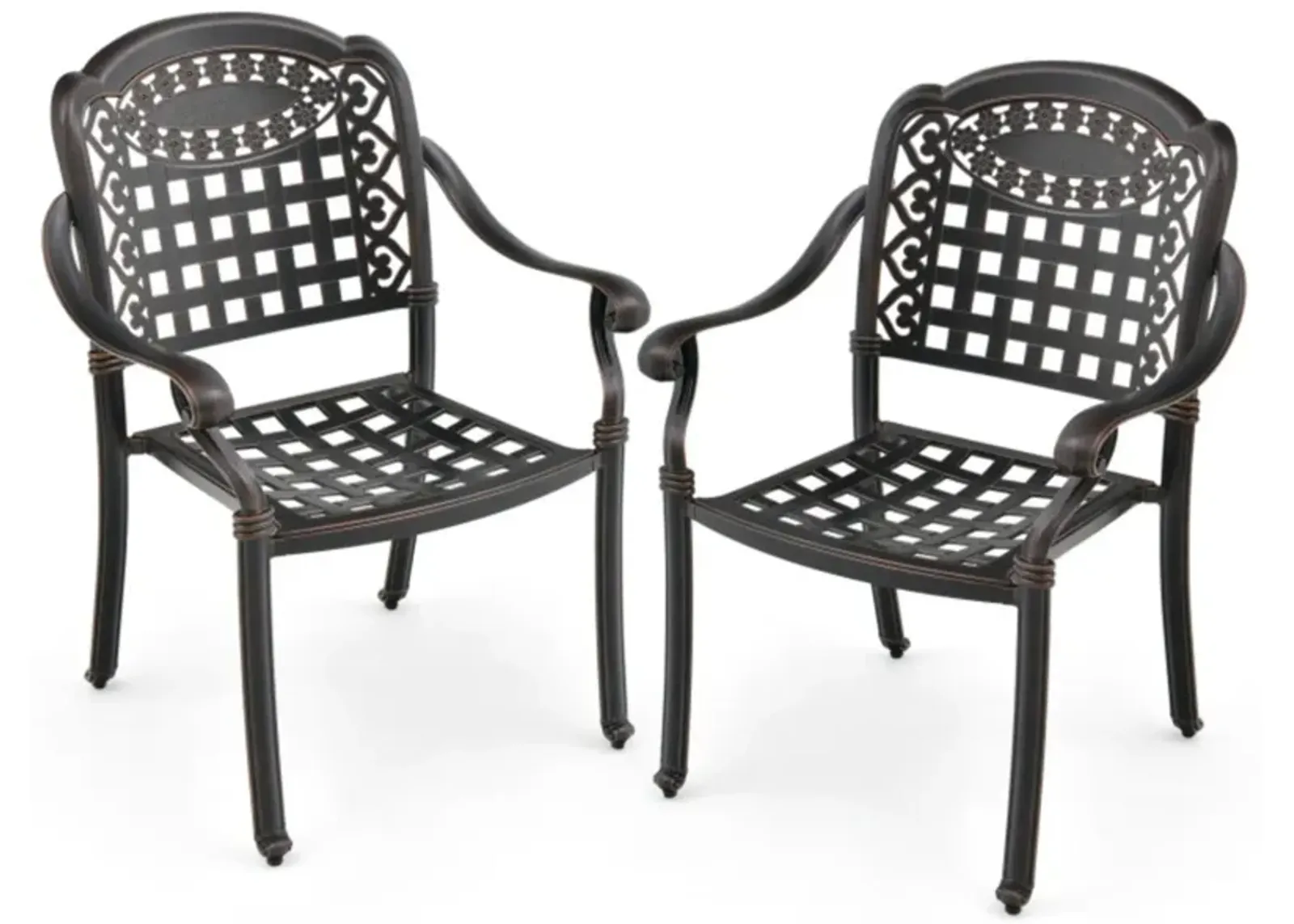 Hivvago Set of 2 Cast Aluminum Patio Chairs with Armrests