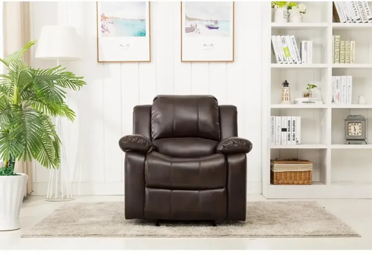 Comfort Pointe Clifton Burnished Brown Leather Gel Glider Rocker Recliner