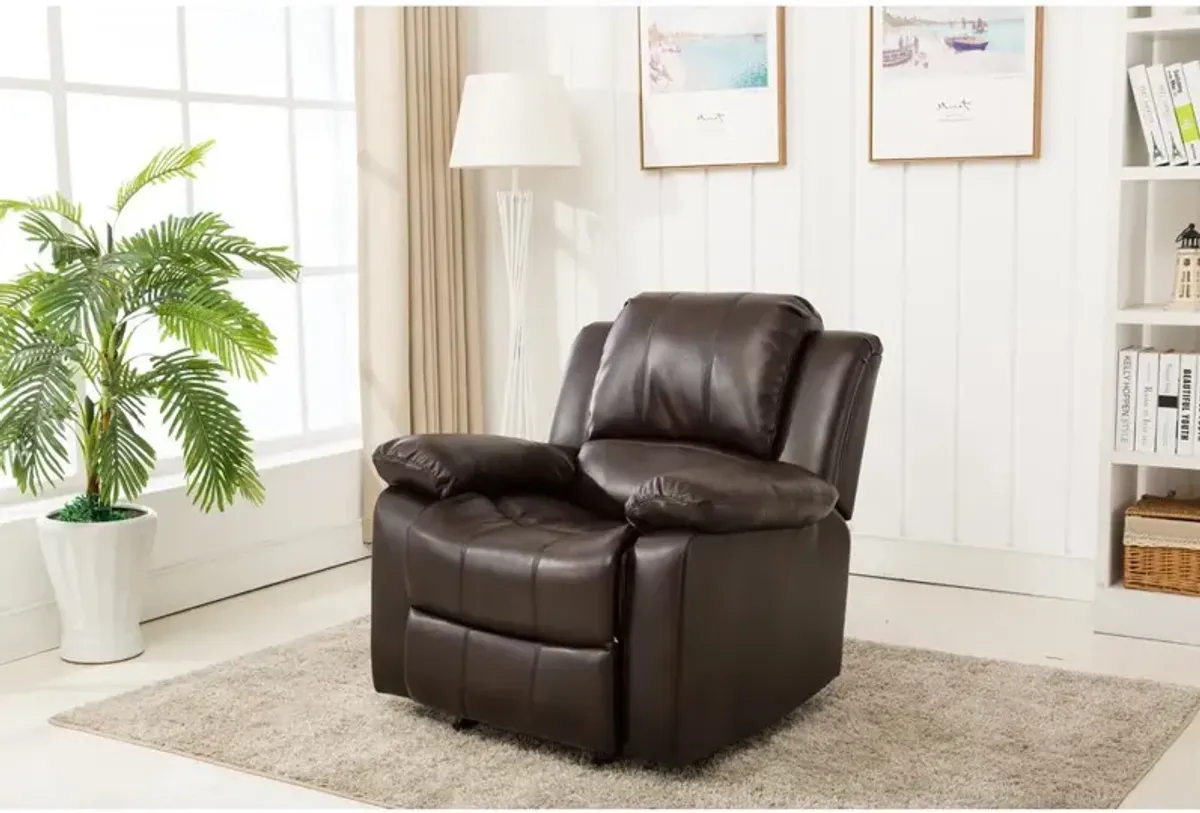 Comfort Pointe Clifton Burnished Brown Leather Gel Glider Rocker Recliner