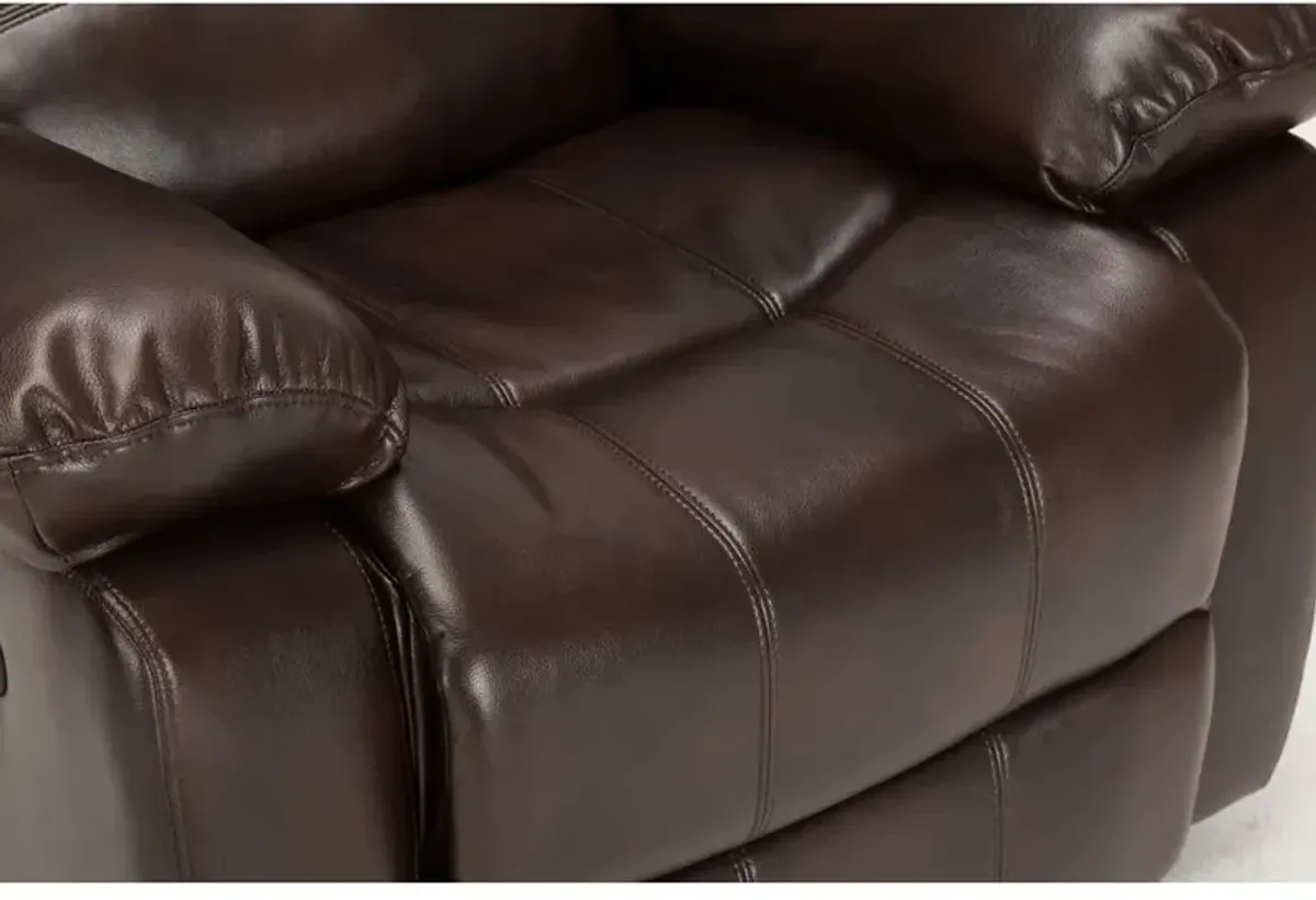 Comfort Pointe Clifton Burnished Brown Leather Gel Glider Rocker Recliner