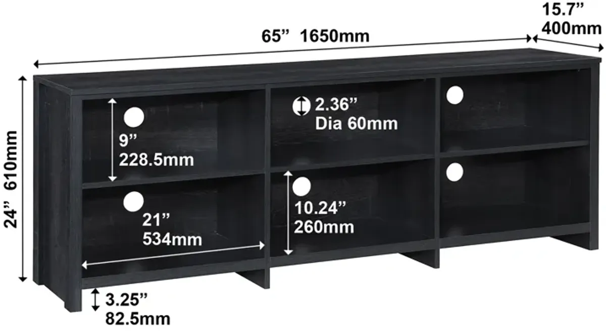 65 in. Wood TV Stand with 6 Storage Shelves Fits TV's up to 62 in.